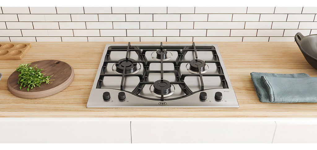 Anafe Tst Stagio A Gas De Acero Inoxidable Color Plateado