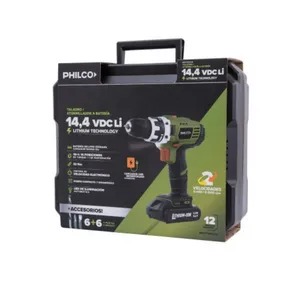 TALADRO INALAMBRICO PHILCO TI1401P C/BATERIAS, MALETIN Y ACCESORIOS