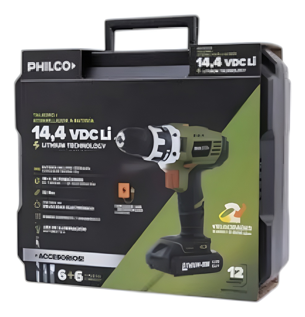 Taladro Inalambrico Philco Ti1401p C/bateria, Maletin Y Acce