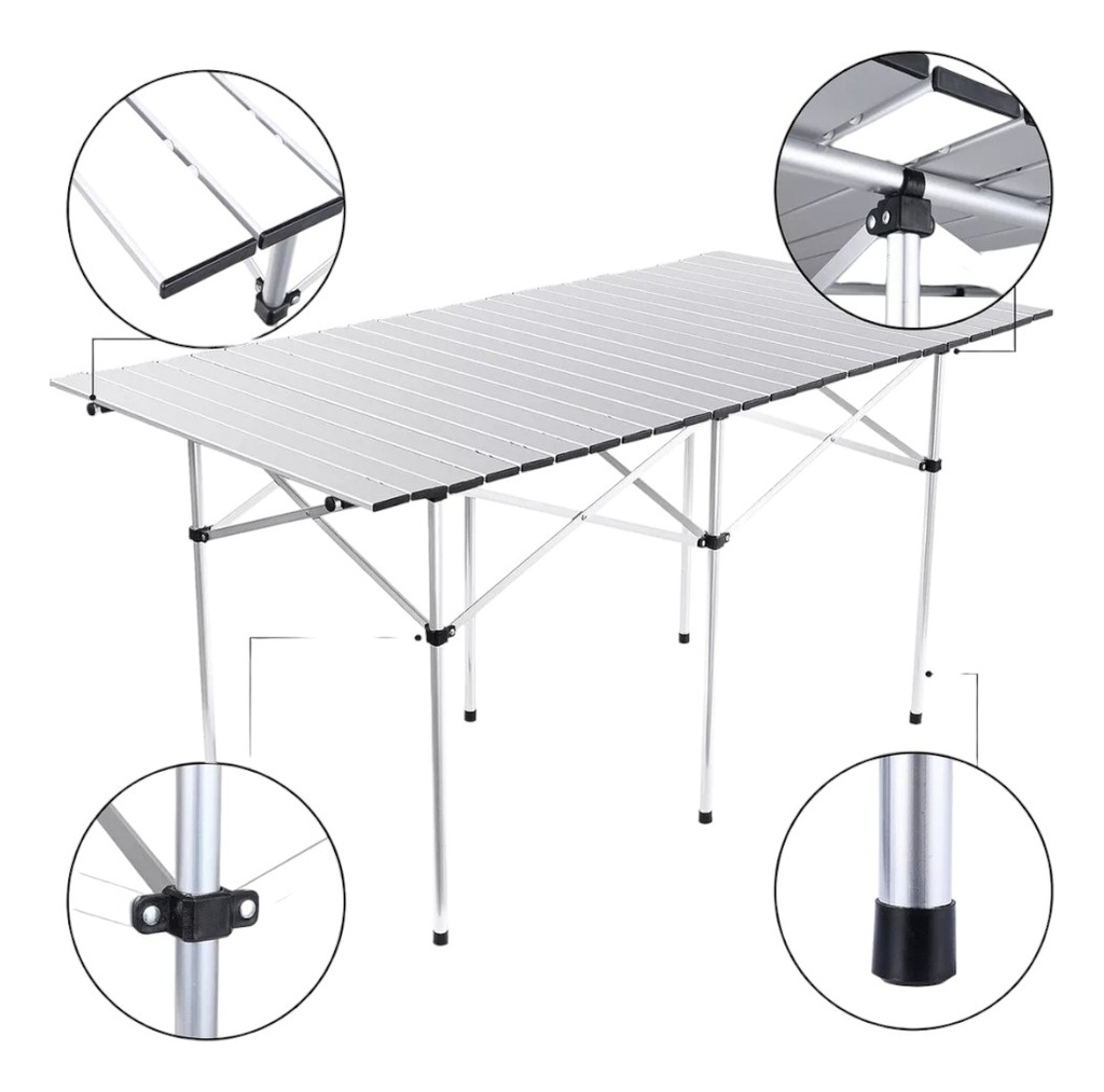MESA ALUMINIO PONTEC DS618-AL DOBLE ENROLLABLE