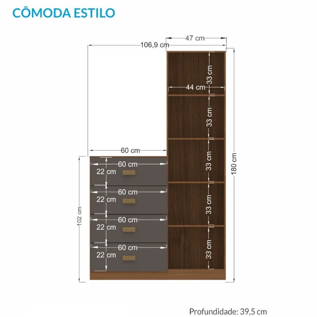 COMODA ESTILO ENKEM 1,4 MT C/ESPEJO JAT/GRA