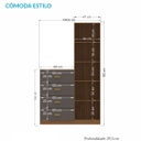 COMODA ESTILO ENKEM 1,4 MT C/ESPEJO JAT/GRA