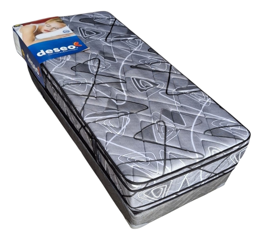 Sommier Y Colchon 1 Pl Diamante Negro Deseo Espuma 80x190 Cm