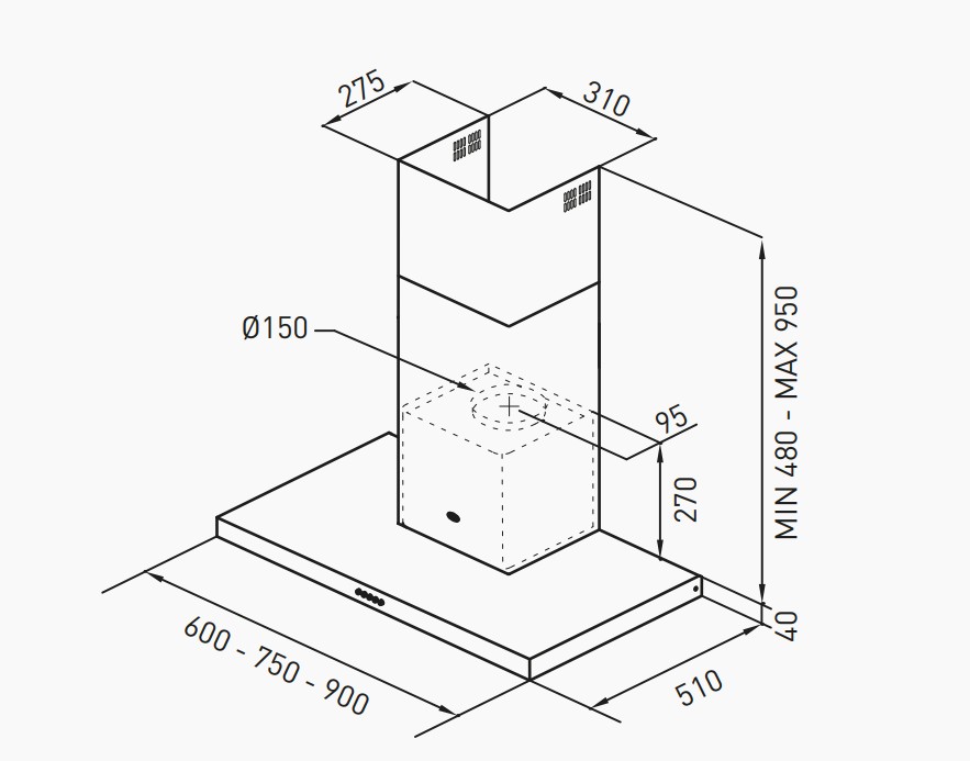 CAMPANA DE PARED TST 210-60 NIHUIL 60CM