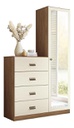 Comoda Estilo C/espejo Santo Andira 1 Puerta - 4 Cajones
