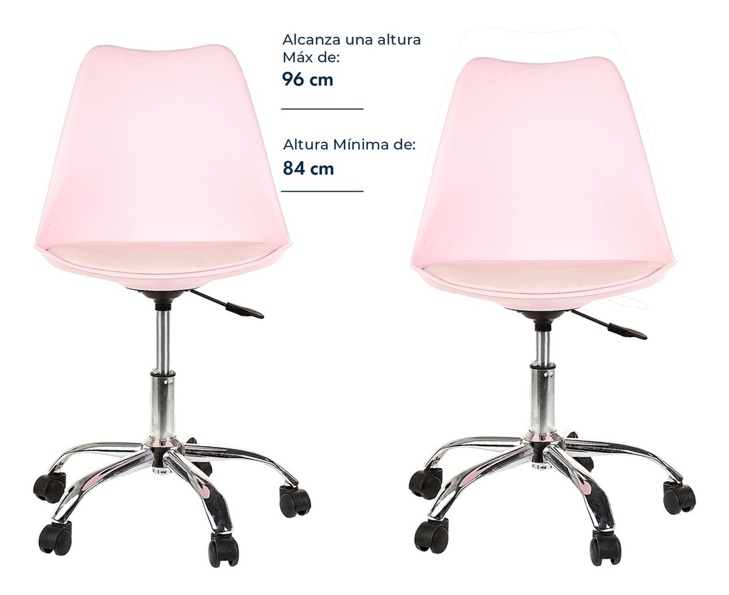 Silla De Escritorio Oficina Tulip Ruedas Giratoria Rosa