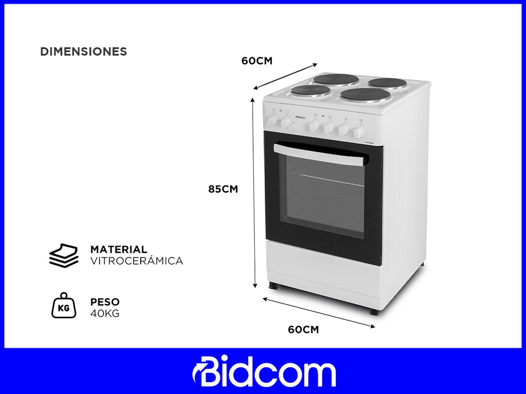 Cocina Electrica Philco Phch060b 60cm Blanca