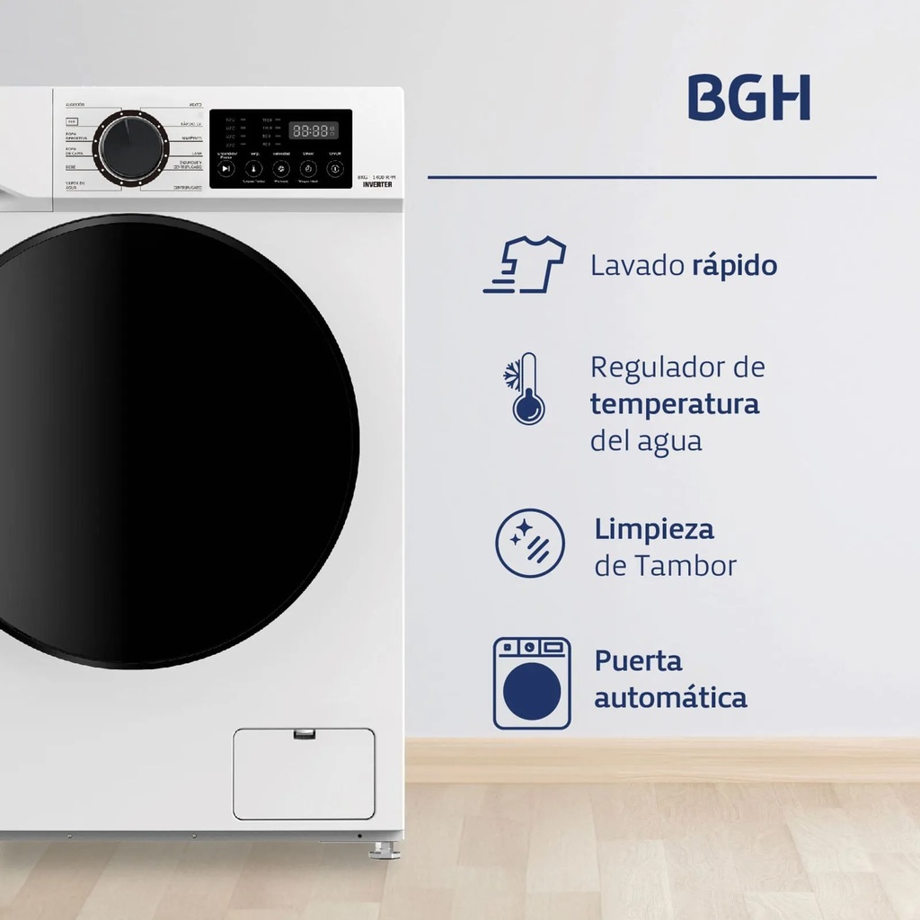 LAVARROPAS BGH BWFI08W24AR 8KG INVERTER BLANCO