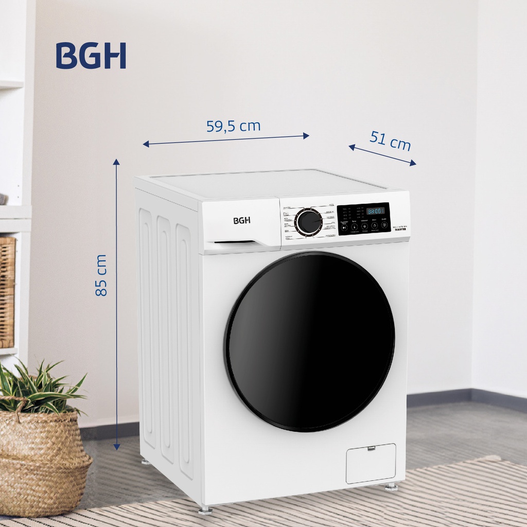 Lavarropas Bgh Inverter Carga Frontal 8kg Bwfi08w24ar Blanco