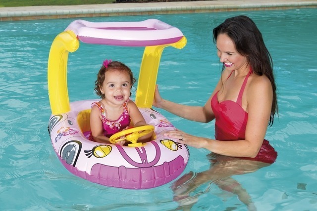 Inflable Flotador Bestway Auto Rosa Con Volante 98x66 Cm