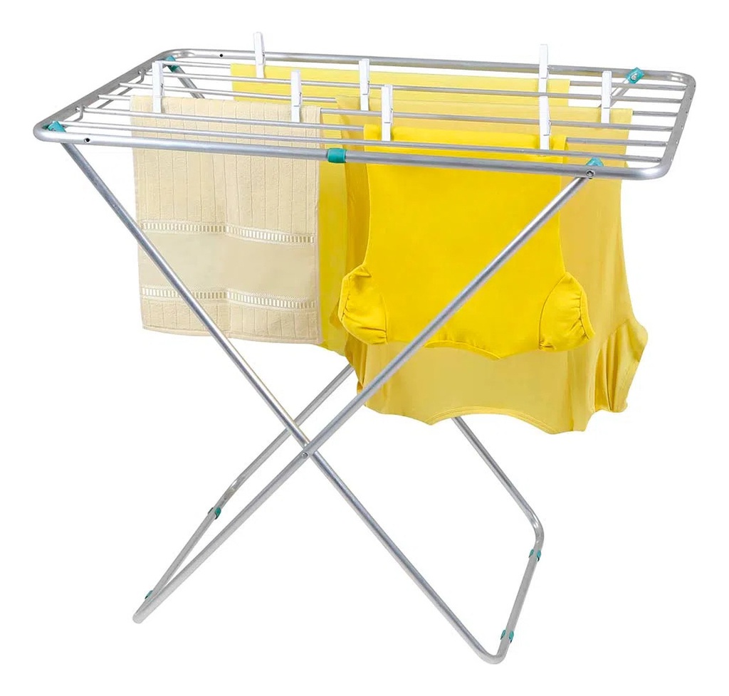 Tendedero Tender Para Ropa Plegable Aluminio Mor Color Plateado