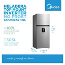 HELADERA MIDEA MDRT580MTE46ADW NO FROST TOP MOUNT 412 LTS AC. INOX