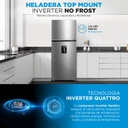 HELADERA MIDEA MDRT580MTE46ADW NO FROST TOP MOUNT 412 LTS AC. INOX