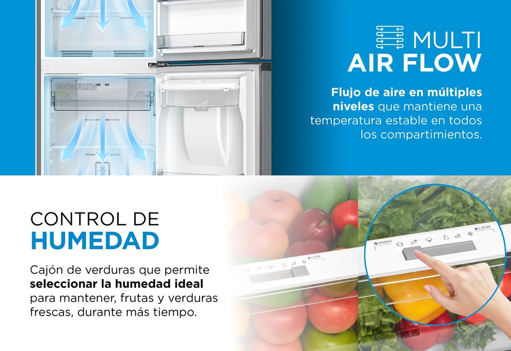 HELADERA MIDEA MDRT580MTE46ADW NO FROST TOP MOUNT 412 LTS AC. INOX