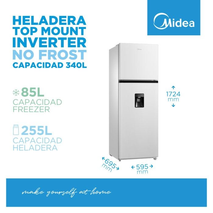 HELADERA MIDEA MDRT489MTE01ADW NO FROST TOP MOUNT 340 L BLANCA