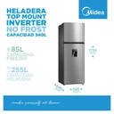 HELADERA MIDEA MDRT489MTE46ADW NO FROST TOP MOUNT 340 LT AC. INOX