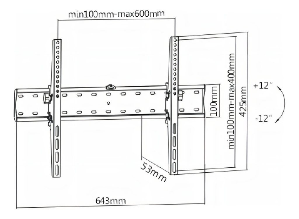 SOPORTE NAKU SP-46B CON INCLINACION 37" A 86"
