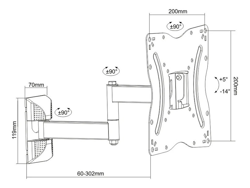 Soporte Naku Se-222 Para Tv/monitor De 15 A 48 Negro