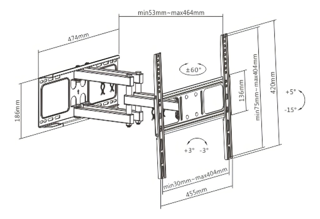 Soporte Naku Sh-446 De Pared Para Tv 32  A 75   Negro