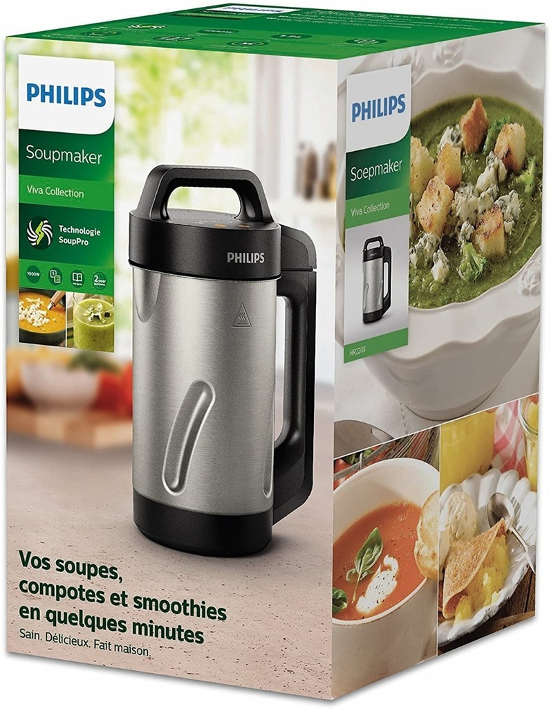 Licuadora Philips Sopera Hr2203 1000w 1.2lts Acero Negro