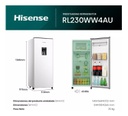Heladera Hisense Rl230ww4au Single Door 177l Blanca