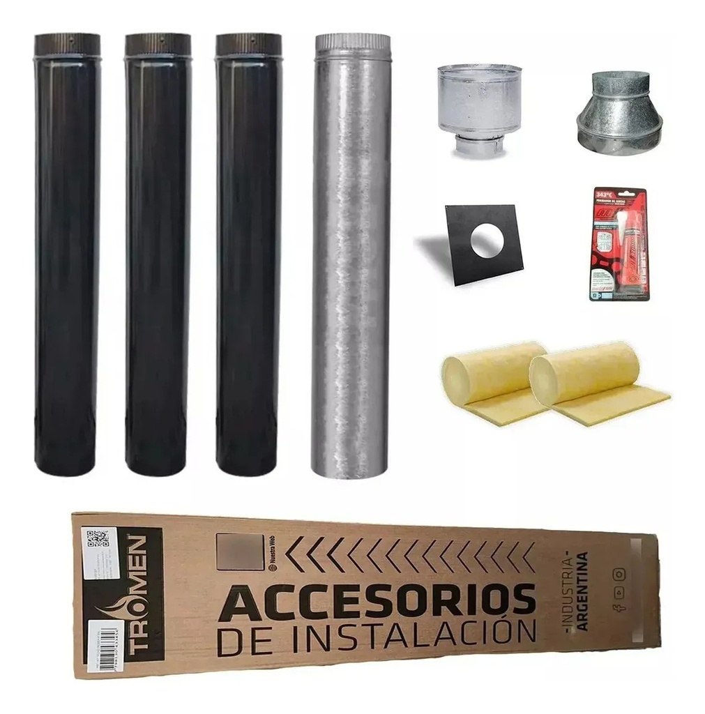 ESTUFA A LEÑA ECO TROMEN 7000 + KIT PARED 4" ENLOZADO