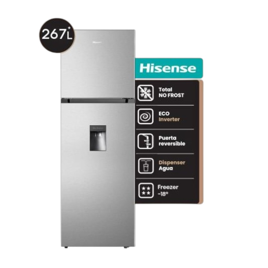 HELADERA HISENSE INVERTER RT3N250NMC 250L INOX