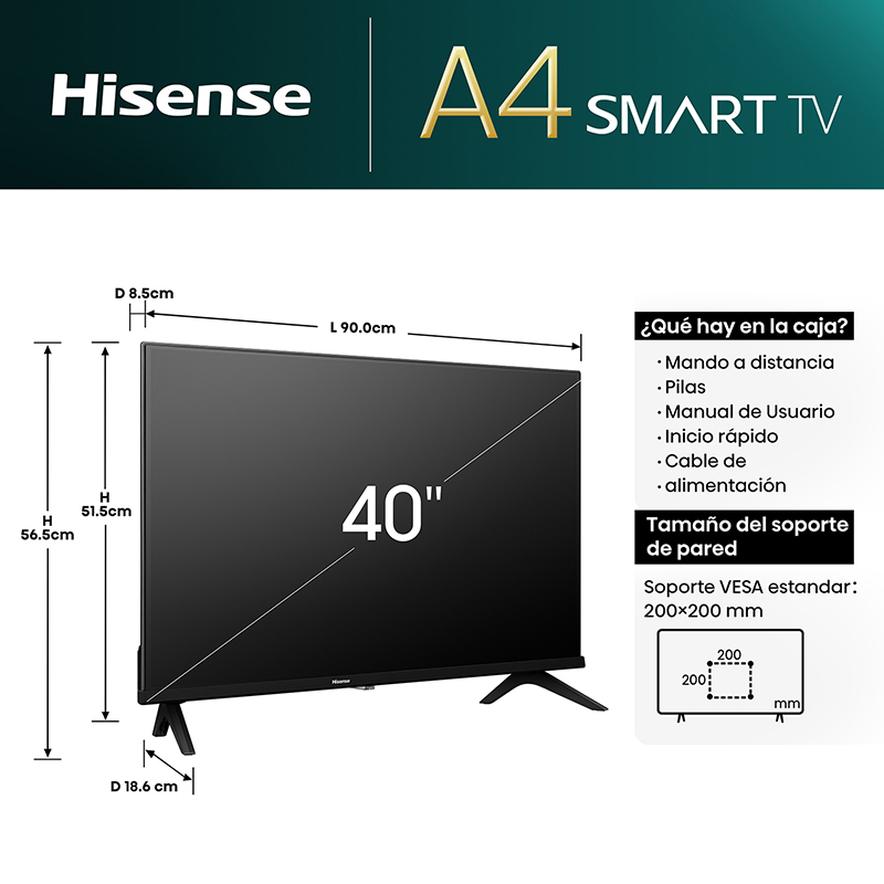 SMART TV HISENSE 40" 40A42K FHD A4