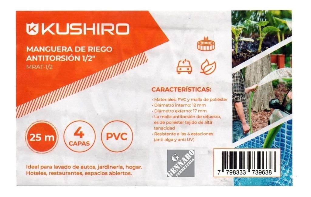Manguera Kushiro 25 Mt X 1/2 No Estrangula Reforzada 4 Capas