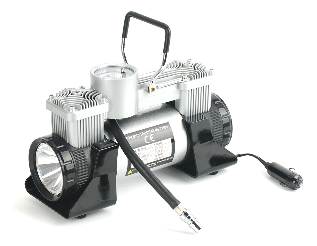 Mini Compresor Kushiro 12v 150psi Doble Pistón C/maletin