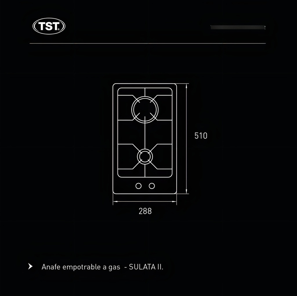 Anafe A Gas - Tst Sulata Ii Color Acero - 2 Hornallas