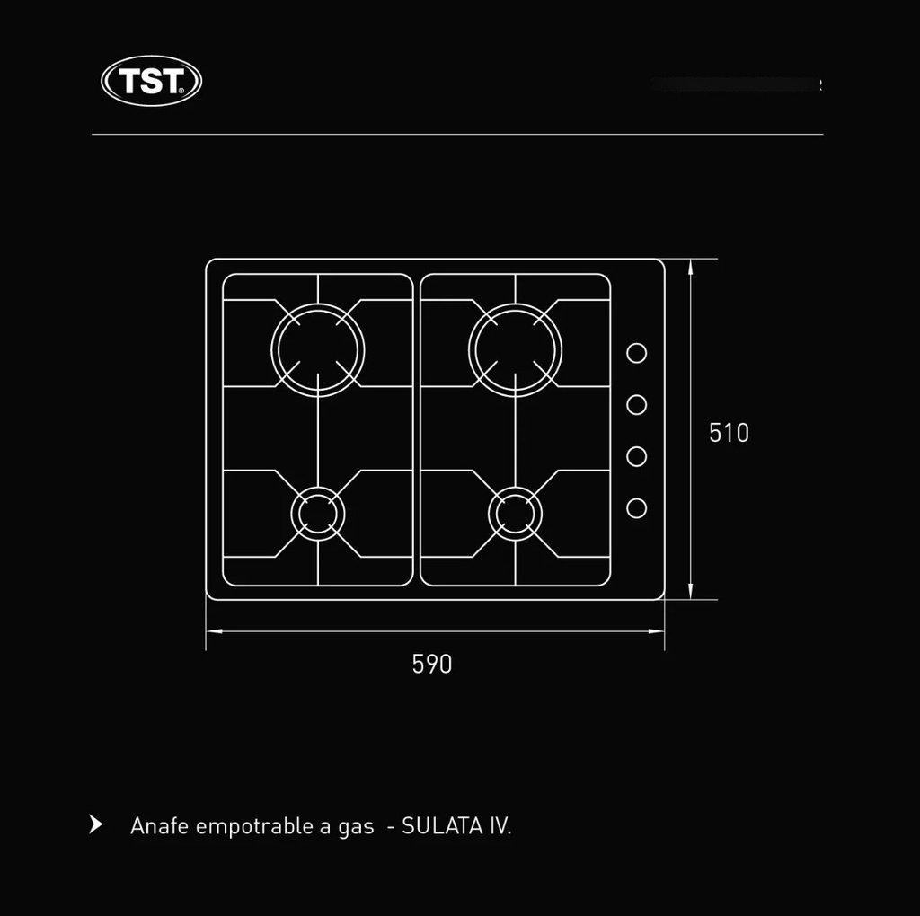 Anafe A Gas - Tst Sulata Iv Color Acero - 4 Hornallas