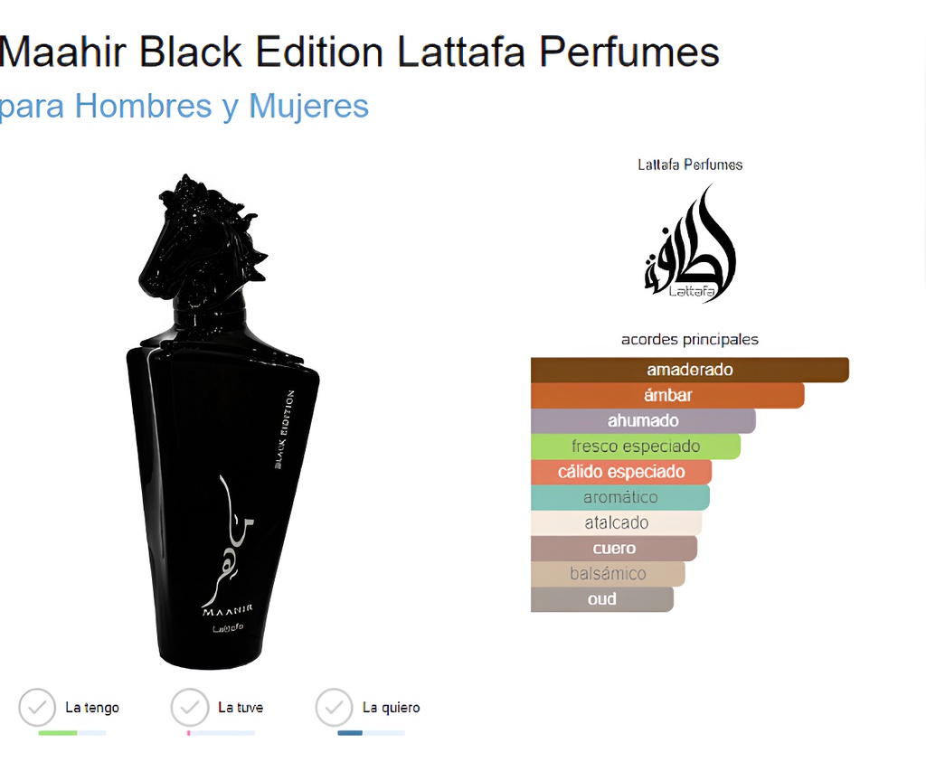 Perfume Lattafa Maahir Black Edition Edp 100ml Premium