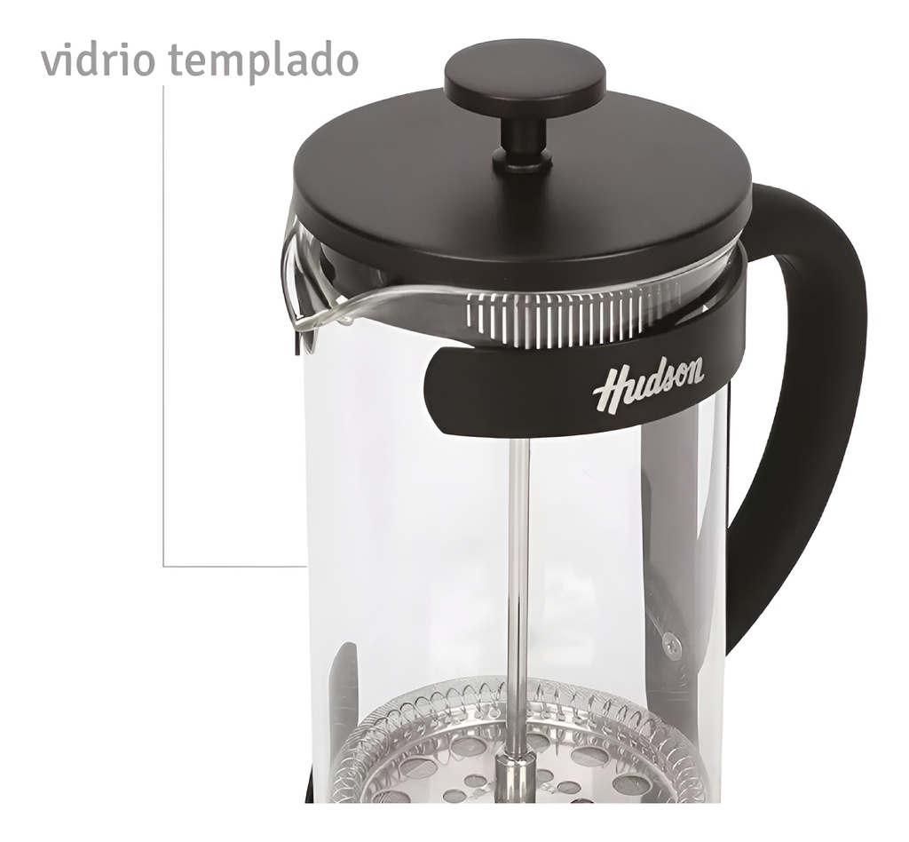 Set Cafetera De Embolo Hudson Cmset80 C/2 Vasos Termicos Neg