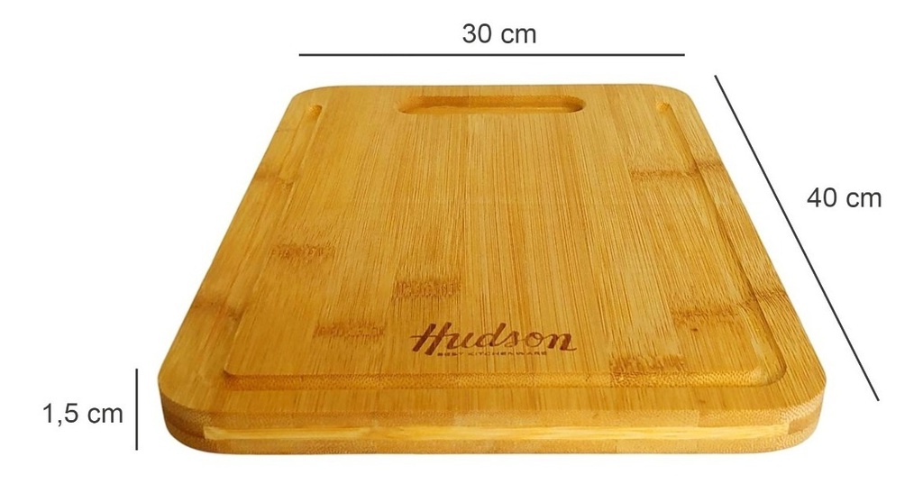 Tabla Hudson Wd003 De Bambu P/picar 40x30x1,5 Cm