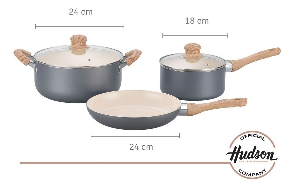Bateria Hudson Cre01 De Aluminio C/antiadherente 5 Piezas