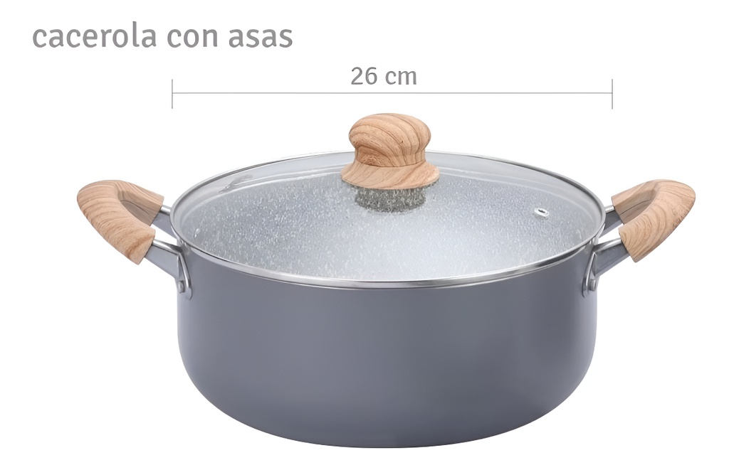 Cacerola Hudson Gra08 De Aluminio C/antiad. Granito 26 Cm