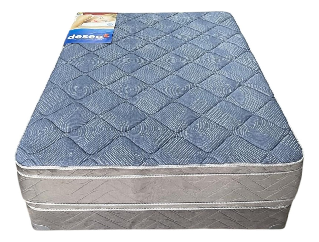 Sommier Y Colchon 2 Plaza Coral Deseo Espuma Soft 140x190 Cm