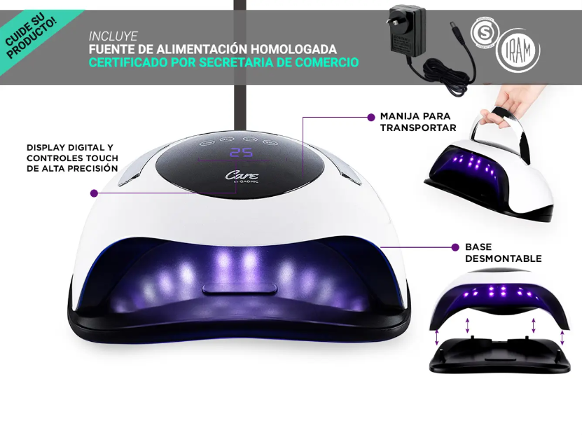 LAMPARA DE UÑAS UV GADNIC CARE BQ5 PRO 120W MANI0007