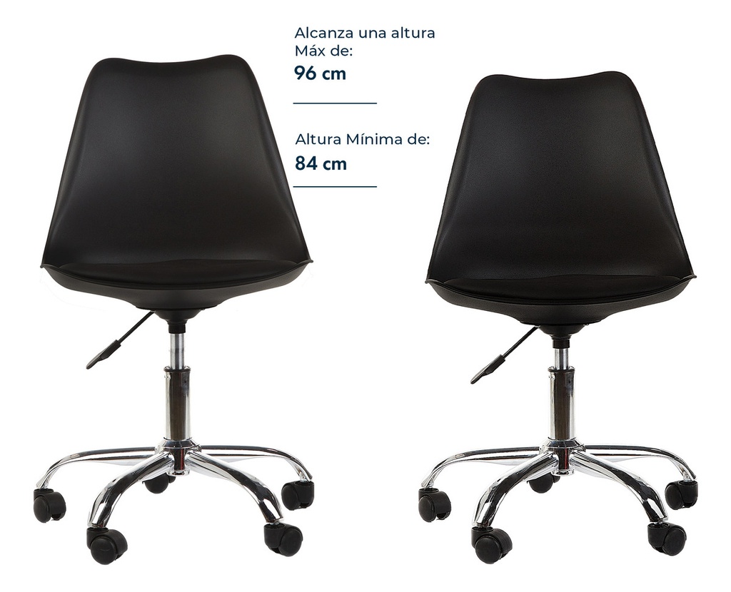 Silla De Escritorio Oficina Tulip Ruedas Giratoria Negro