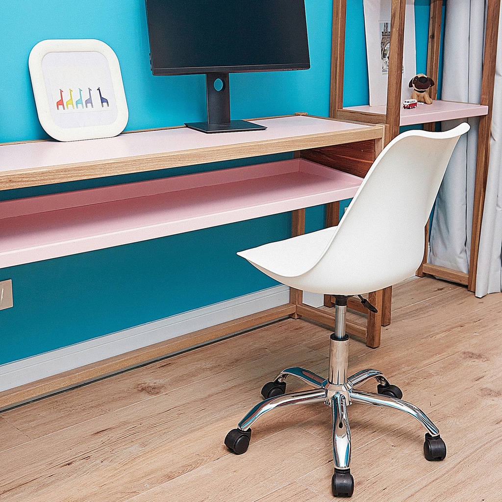 Silla De Escritorio Oficina Tulip Ruedas Giratoria Blanca