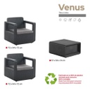 Set Mueble Venus Tete Shaf Ber55452 Grafito 2 Sillas+1 Mesa