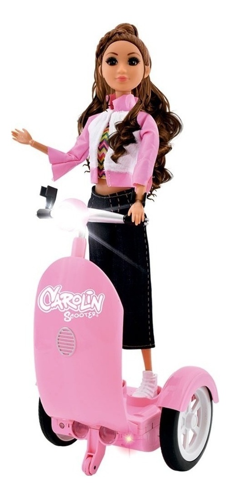 Muñeca Carolin Con Scooter Violeta Original Ditoys Rosa