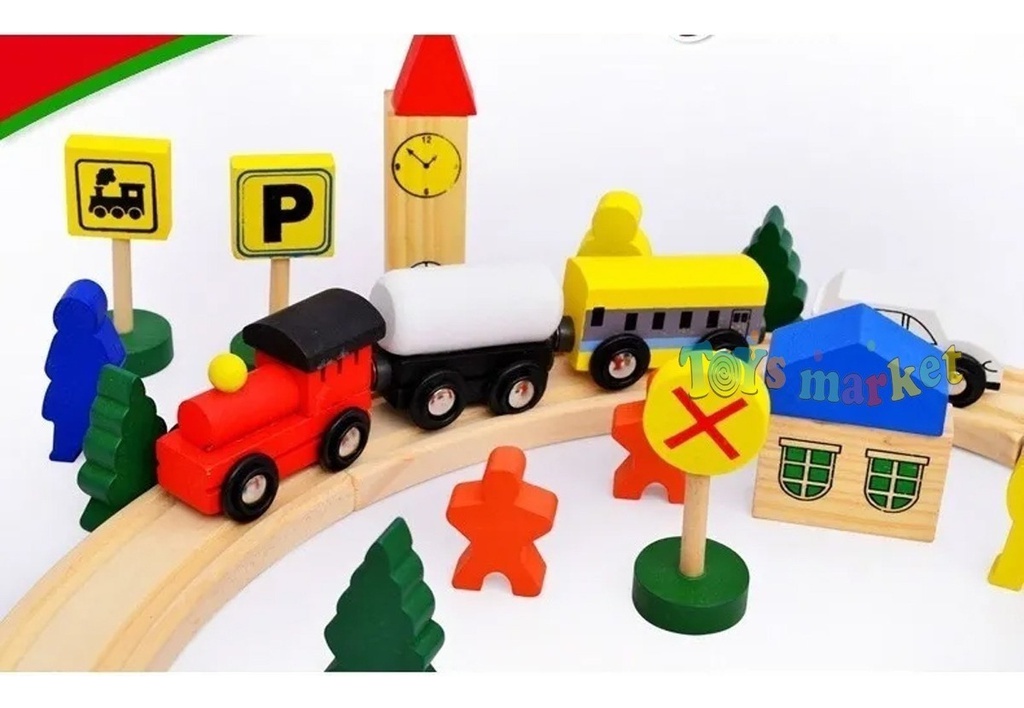 Juguete Cubeta Pista De Trenes De Madera