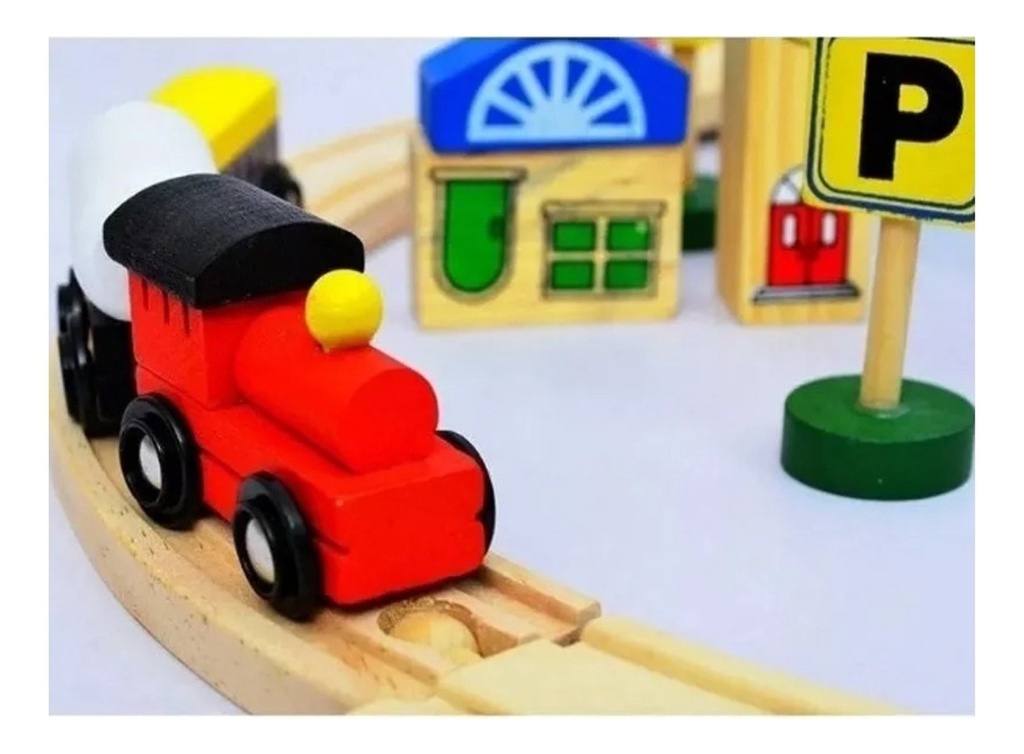 Juguete Cubeta Pista De Trenes De Madera