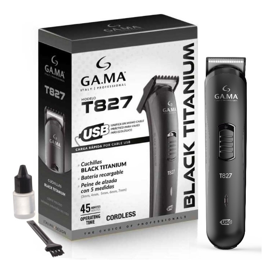 Cortadora De Pelo Gama Black Titanium  Usb Trimmer T827