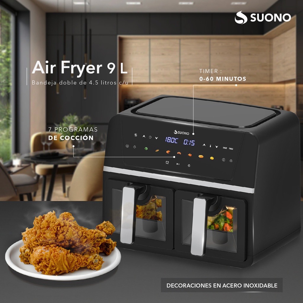 Freidora De Aire Suono Air Fryer Digital 9 Litros 1700w