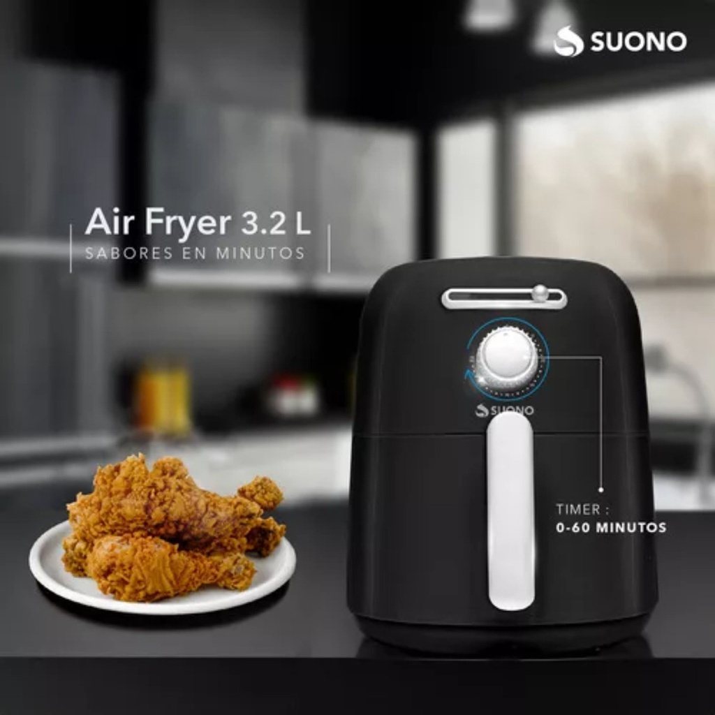 Freidora De Aire Suono Air Fryer Mecánico 3.2 L 1450w Negro