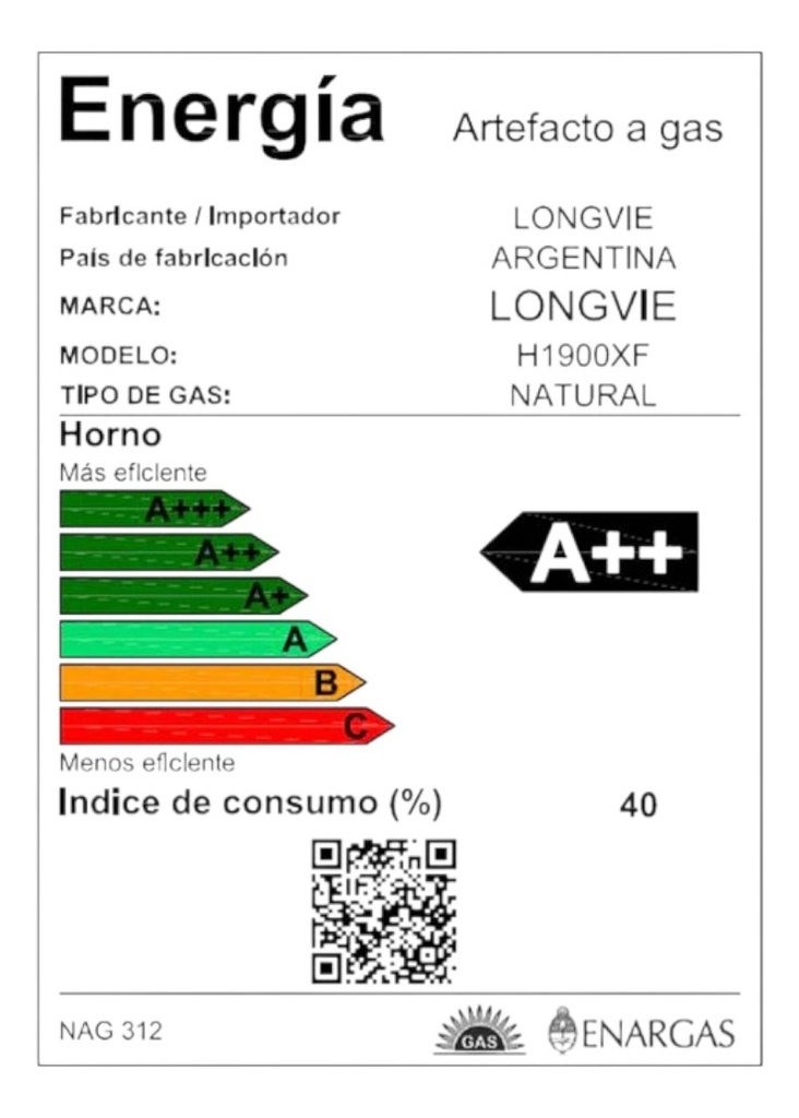 Horno A Gas Longvie H1900xf Inoxidable Independiente