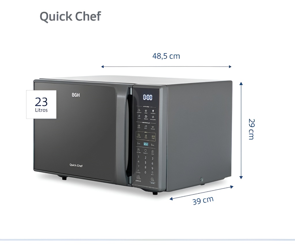 Microondas Bgh B223ds20i Plata 23 Litros Digital Grill